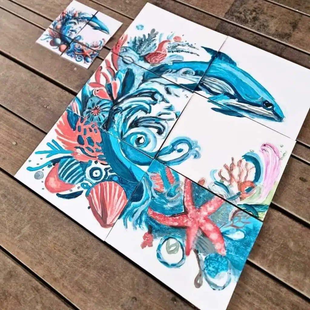 puzzelschilderij van een dolfijn