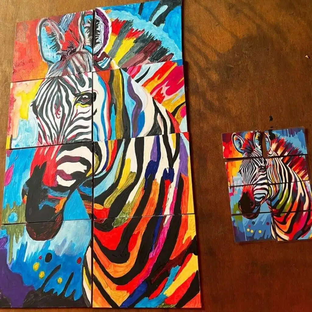 puzzelschilderij van een zebra