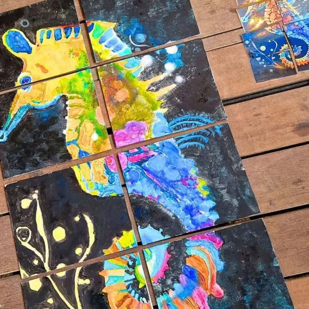 resultaat puzzelschilderij zeepaard