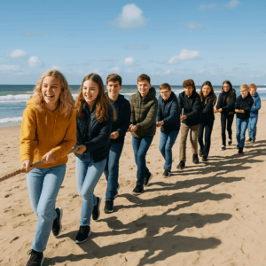 Schoolreisje middelbare school strand