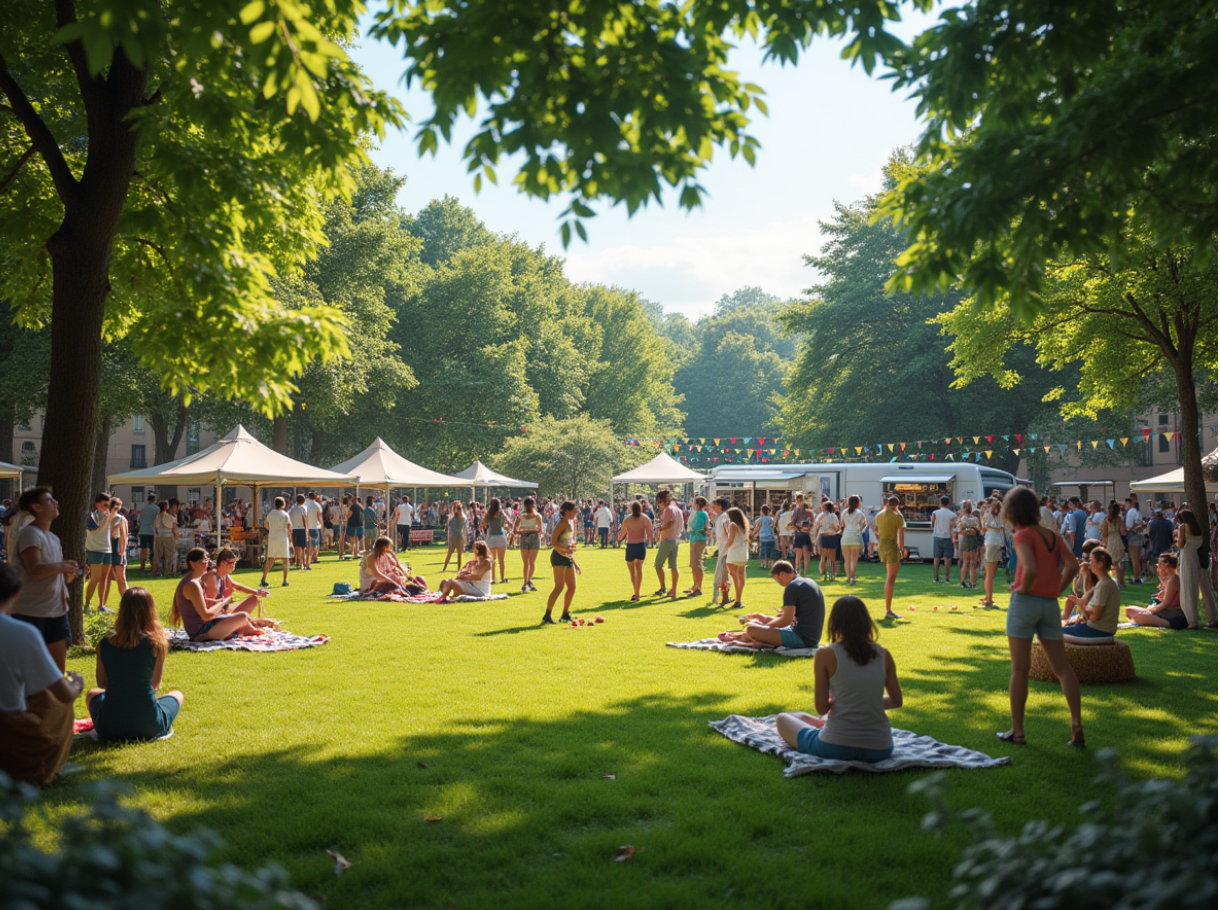 Een bedrijfsfestival in het park of op een grasveld betekent frisse lucht, ruimte en een natuurlijke setting – ideaal voor informele ontmoetingen en spontane verbinding